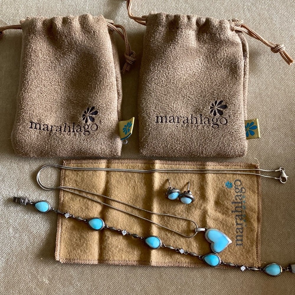 Marahlago Larimar Necklace, Bracelet and Earrings
